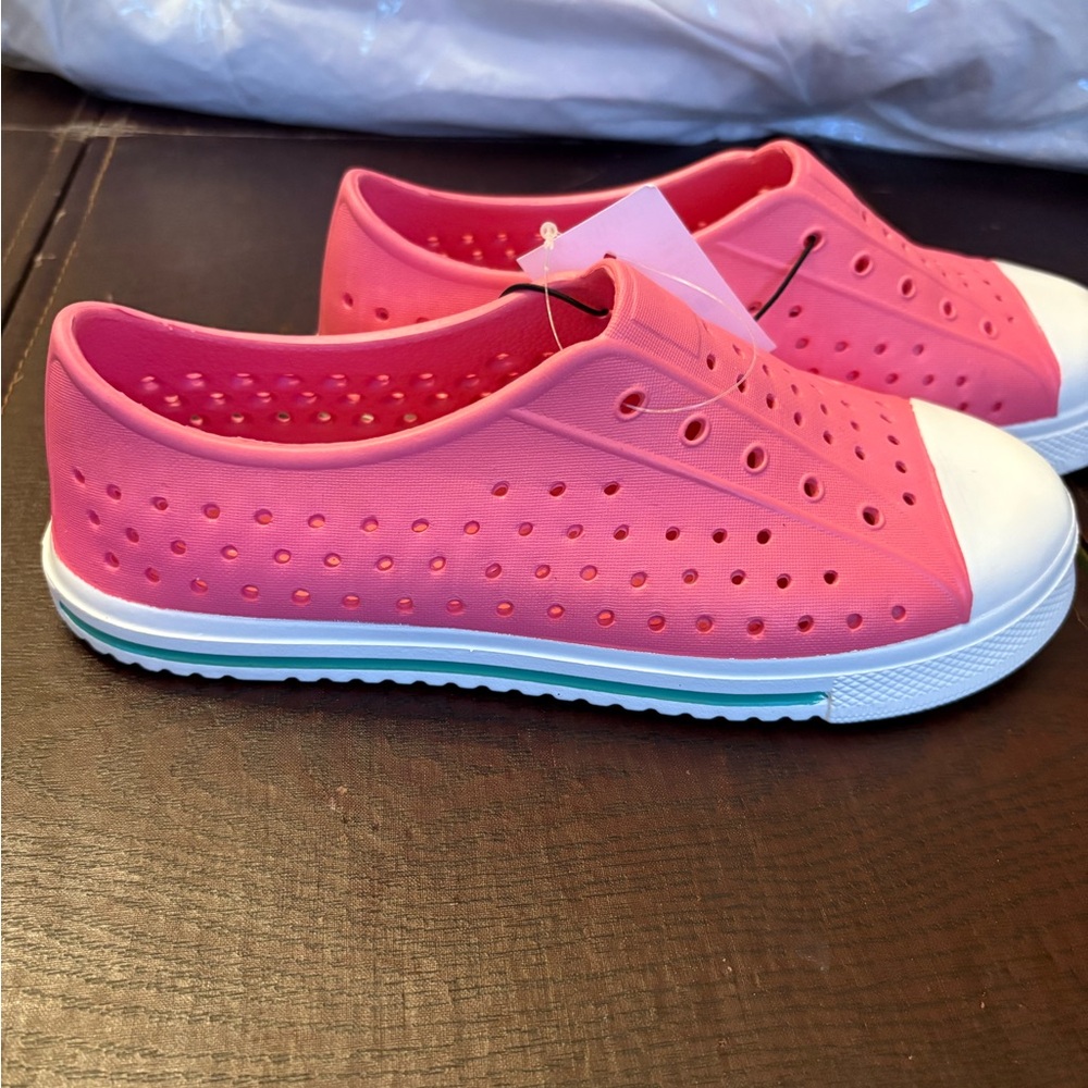 J. Crew Kids Pink and White Slip-On Waterproof Sneakers